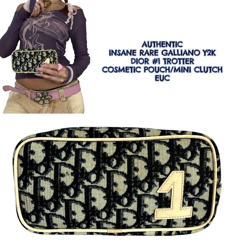 RARE authentic Y2K Christian Dior Trotter Monogram No. 1 Pouch Bag EUC
